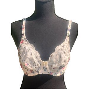 Warners vintage 34C cotton kisses 1537 white floral intimate bra